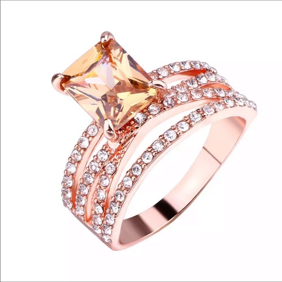 Jewelry - Rose Gold 4CT Simulated Morganite & Cubic Zirconia